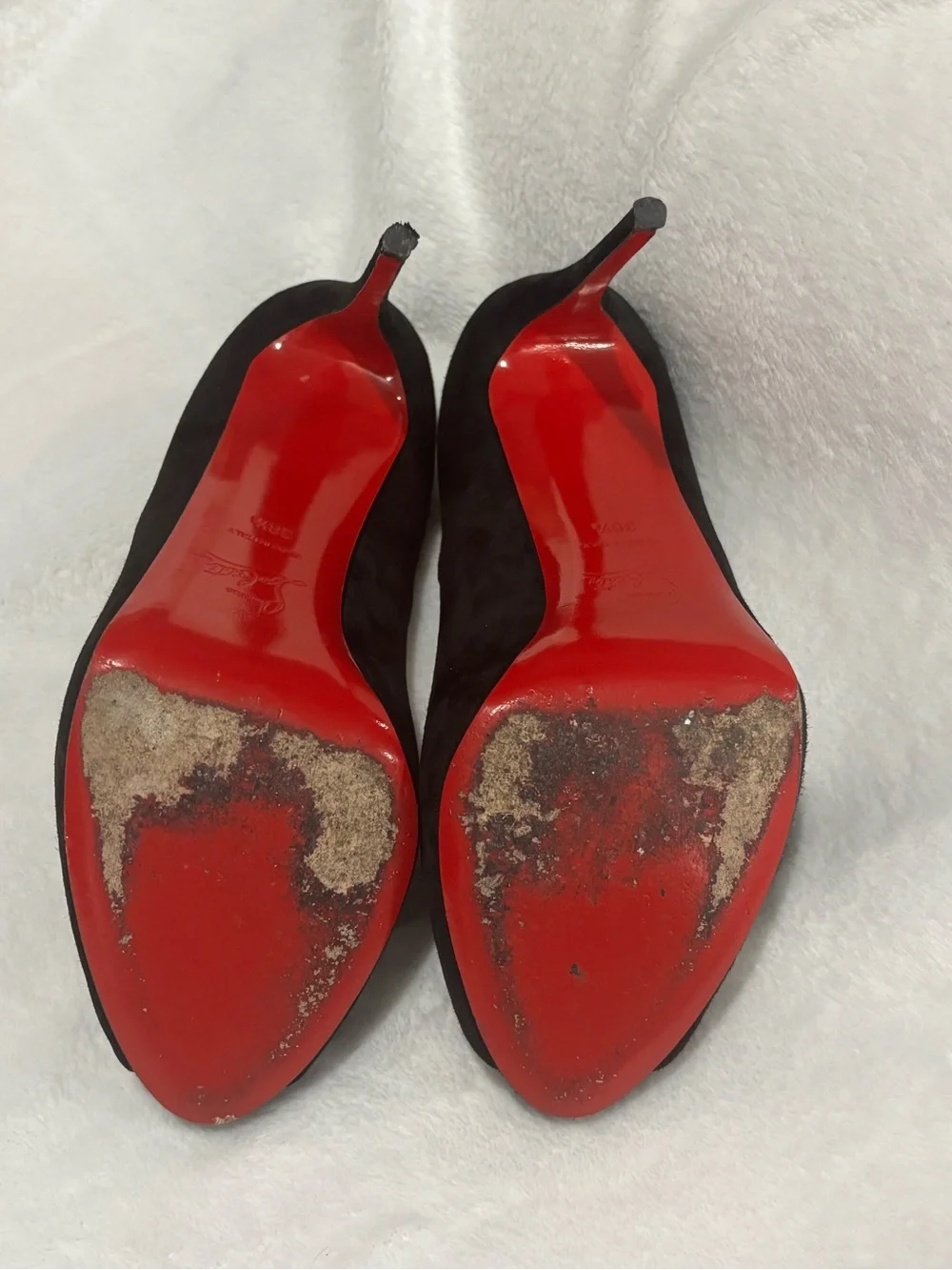 Christian Louboutin Black Suede Stiletto Pumps with Red Sole